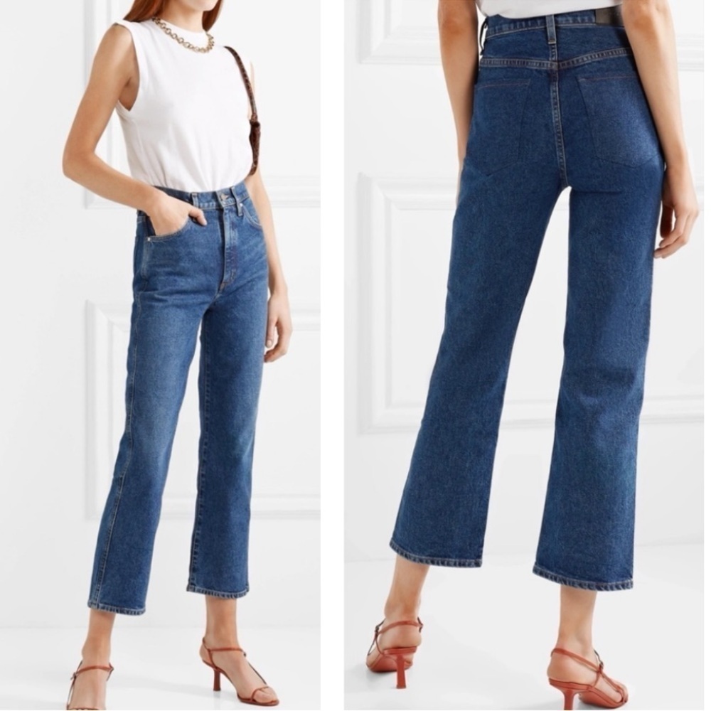 Goldsign The Cropped A High-Rise Straight-Leg Jeans Medium Blue SZ 25